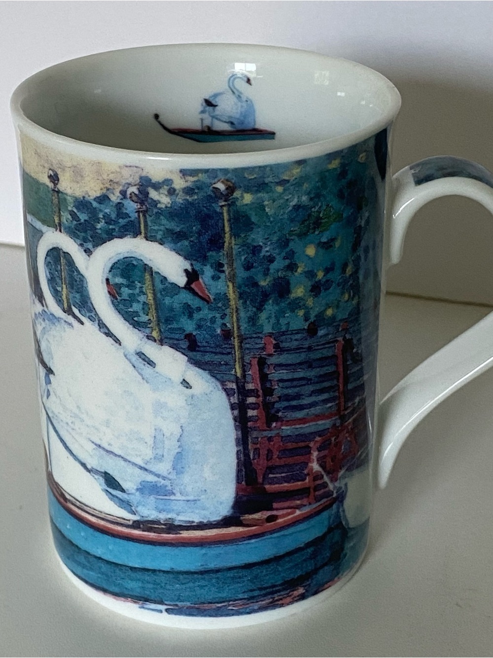 Boston Swanboats Mug Vintage Inhesion "Swanboat II" Kathleen McNally Porcelain